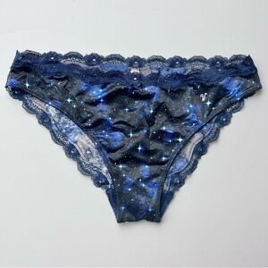 Victoria’s Secret Dream Angels Cheekini Panty Galaxy Stars Lace Trim NWT L